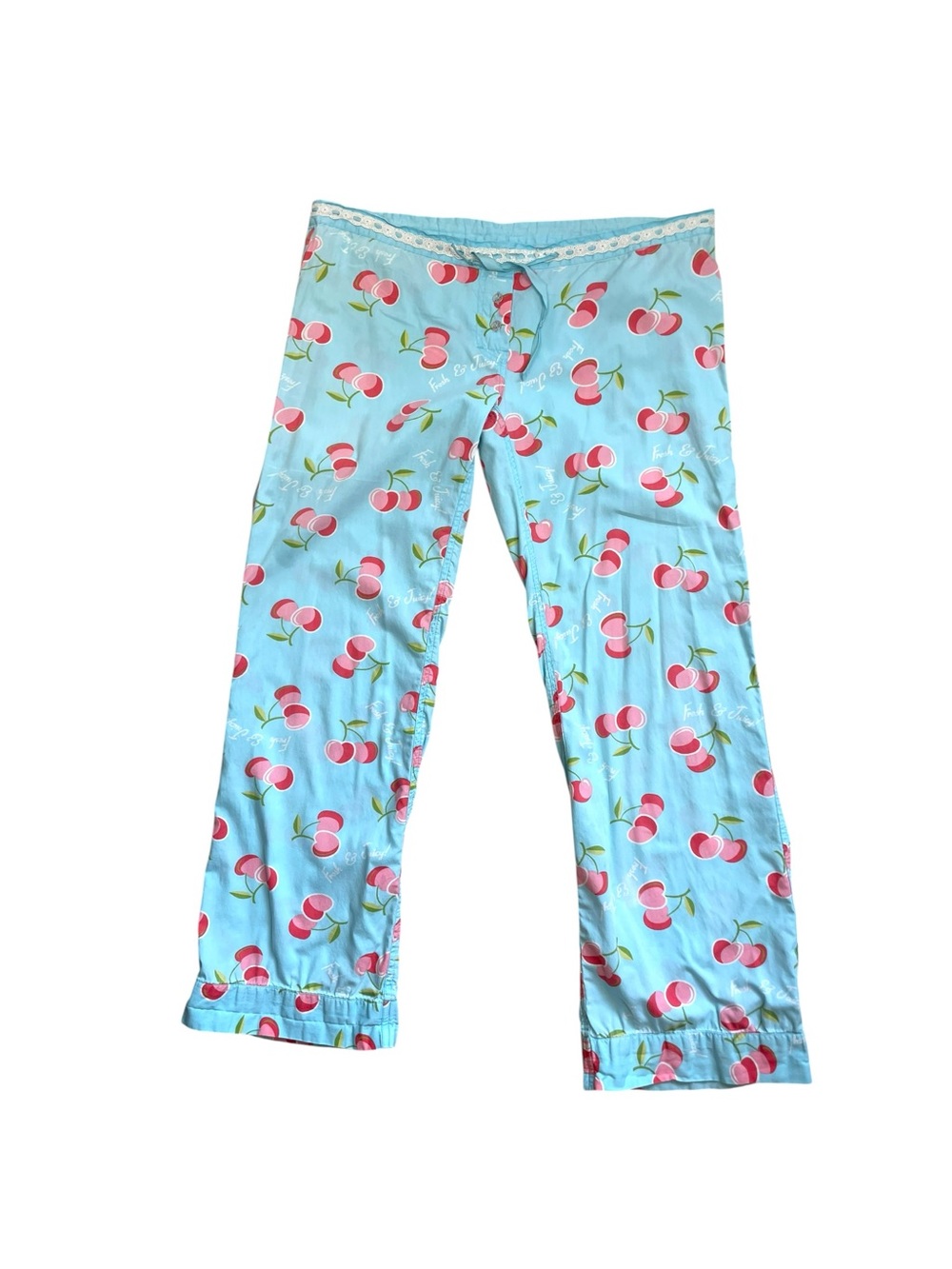 Aeropostale Cherry-Print Pajama Pants Light Blue SMALL Juicy